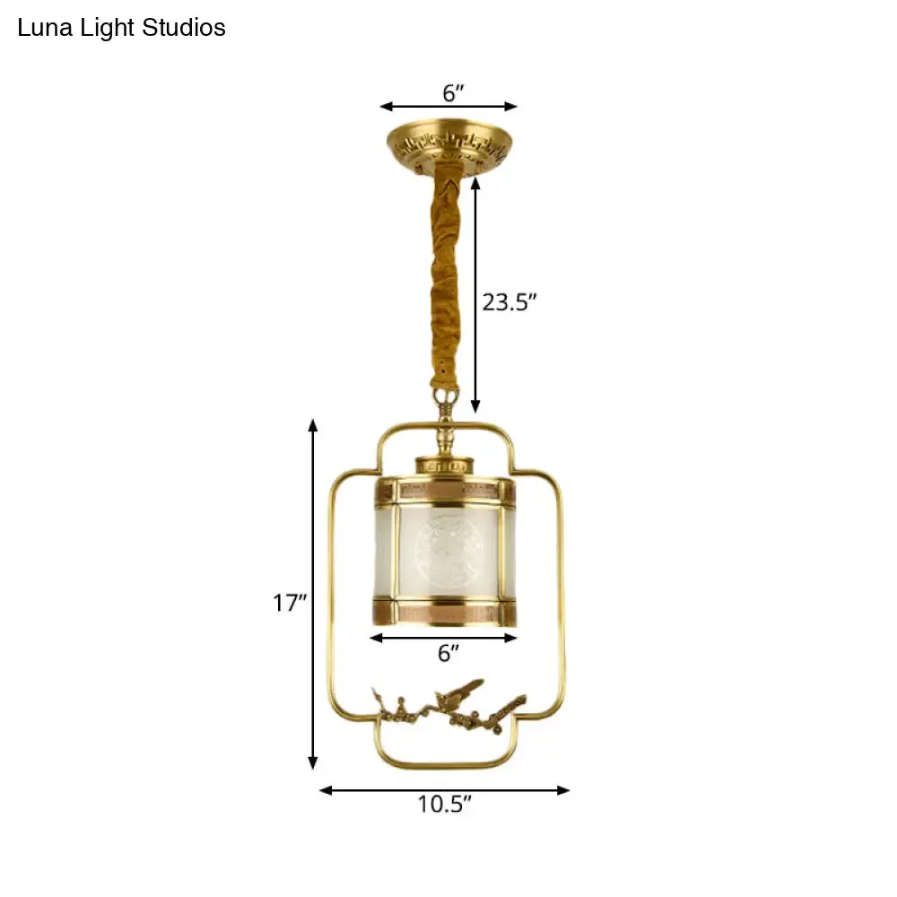 Classic Brass Pendant Light with Metal Cylinder Shade for Corridor - Complete Hanging Lamp Kit