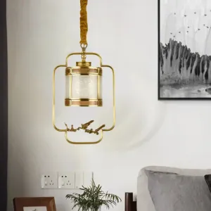 Classic Brass Pendant Light with Metal Cylinder Shade for Corridor - Complete Hanging Lamp Kit