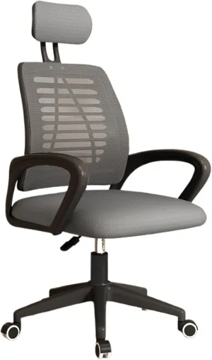 Classic Office Chair Ergonomic Desk Chair, High Back Gaming Chair with Adjustable Headrests, Lumbar Support Breathable Mesh Home Office Chair Desk Task Chair(Gris)