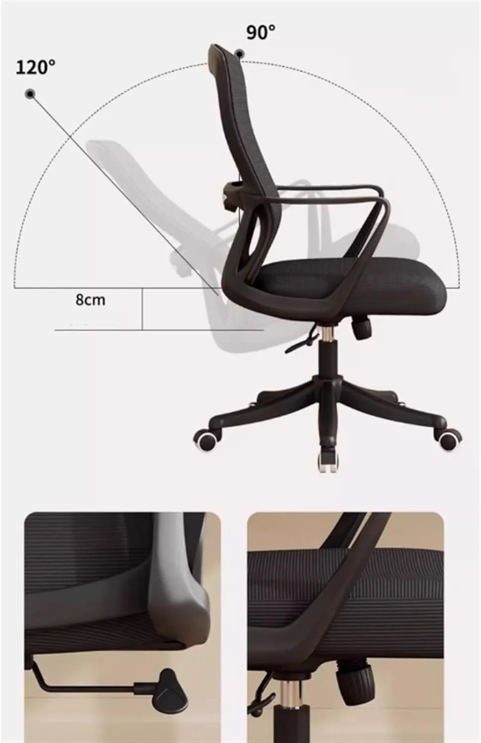 Classic Office Chair Ergonomic Office Home Desk Mesh Fixed Armrest, Executive Computer Chair with Lumbar Support Desk Task Chair(Pink)