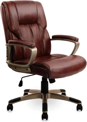 CLATINA Executive Office Chair with High Back, Brown PU Leather Chairs with Wheels and Arms, Managerial Chairs with Soft Padded Armrest Lumbar Support, Swivel Rolling Computer Desk Chair 350 LBS