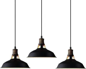 CLAXY Ecopower Industrial Metal Barn Pendant Light 3 Pack Hanging Pendant Lighting for Kitchen Bar Restaurant Cafe