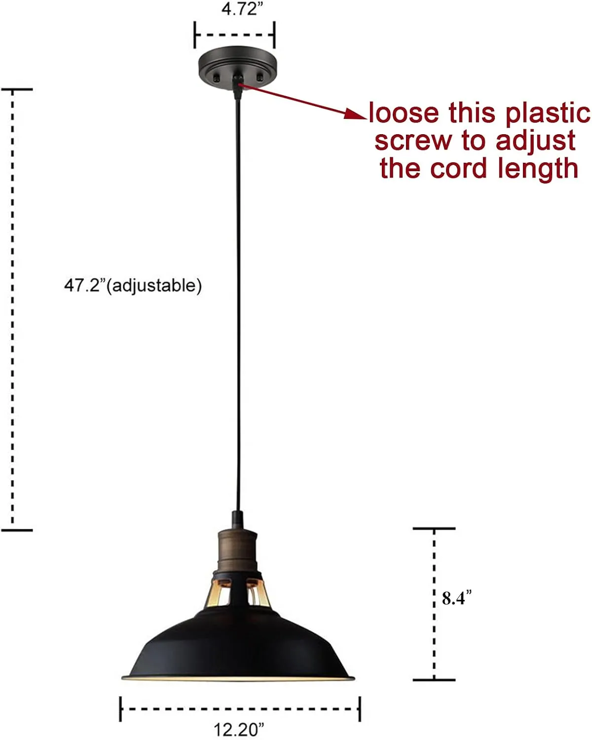 CLAXY Ecopower Industrial Metal Barn Pendant Light 3 Pack Hanging Pendant Lighting for Kitchen Bar Restaurant Cafe