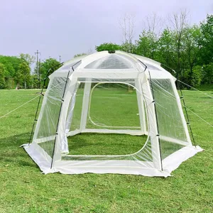 Clear Pop Up Tent, Large Oversize Weather Proof Pod, 8-12 Person Pop Up Bubble Tent Instant Sun & Rain Shelter for Garden, Patio, Backyard, Equipped with Storage Bag