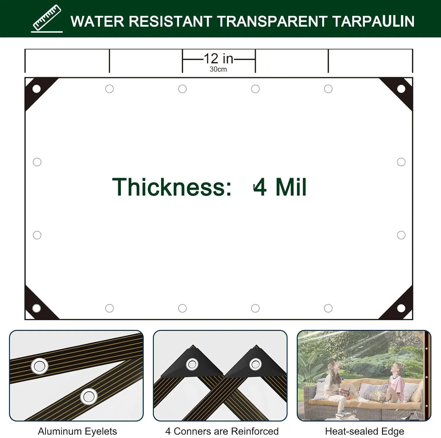 Clear Tarp, 10x12ft Clear Tarps with Grommets,Heavy Duty Waterproof with Reinforced Edge for Patio and Pavilion,Porch,Plant,Camping,Pet Hutch Roof