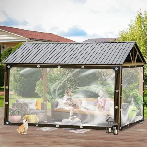 Clear Tarp, 10x12ft Clear Tarps with Grommets,Heavy Duty Waterproof with Reinforced Edge for Patio and Pavilion,Porch,Plant,Camping,Pet Hutch Roof