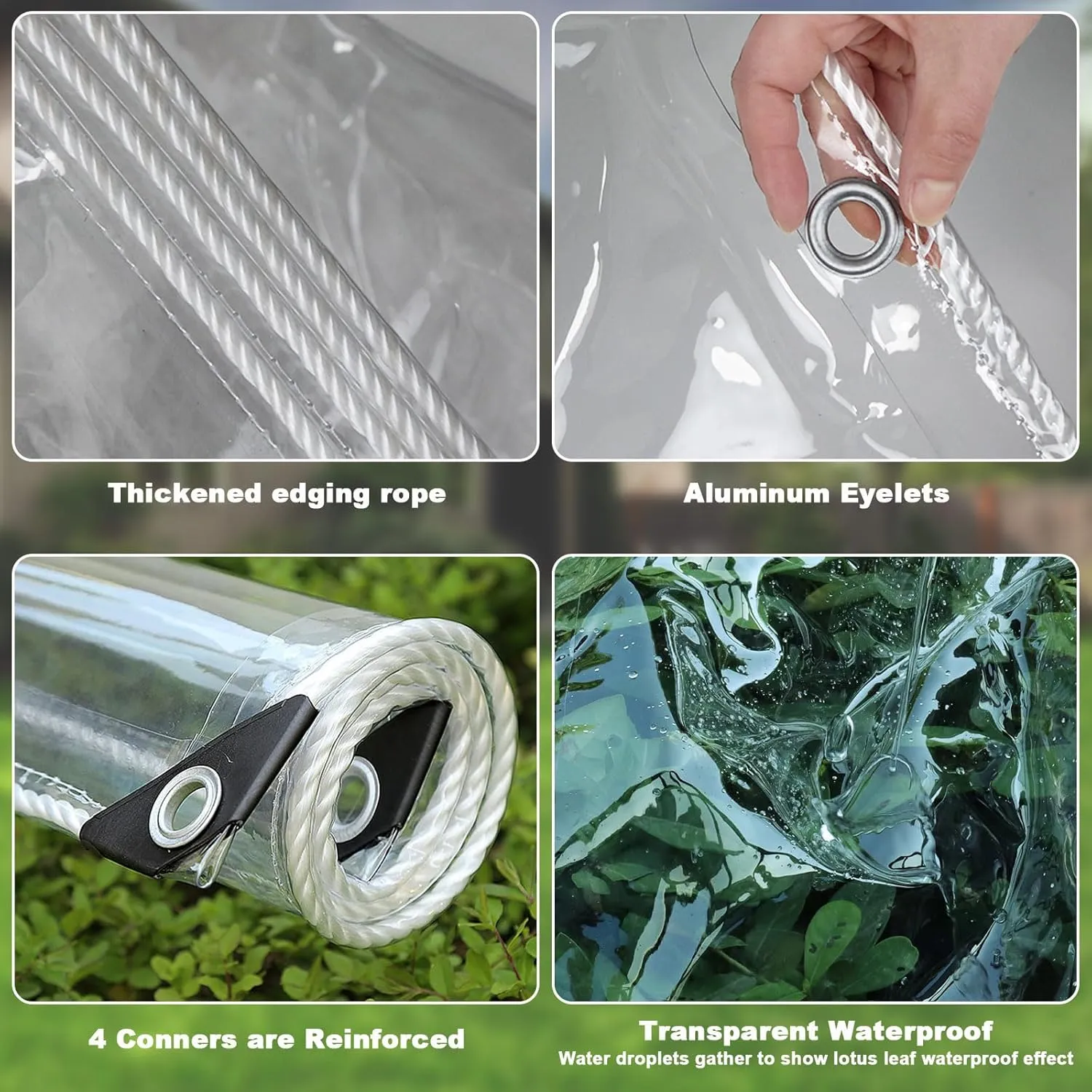 Clear Tarps Heavy Duty: PVC Thicken Transparent Tarpaulin Windproof Weather Proof UV Resistant Rip and Tear Durable Plastic Vinyl Tarp with Metal Grommets Protects Against Water 1-Pack