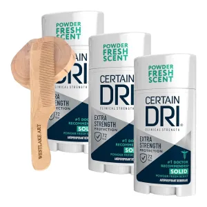 Clinical Strength Antiperspirant Deodorant For Women, 1.7 Oz, Long-Lasting 72-Hour Protection, Solid Stick, Clinical Deodorant Subtle Scent | Bundled With Wooden Comb ~ [Pack Of 3]