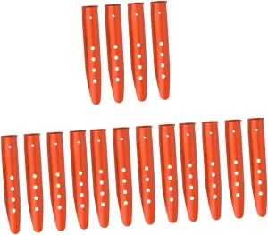 CLISPEED 16pcs Portable Aluminum Alloy Snow Stakes for Outdoor Camping Lightweight Tent Fixing Ground Nails Beach Sand Anchors Easy to Use Carry Tent Accessory for All Conditions