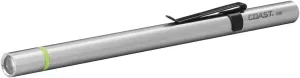 COAST® A9R 54 Lumen Rechargeable Inspection Beam LED Penlight with Flex Charge and Charging Cap, Silver