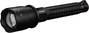 Coast XP40R 8000 Lumen Rechargeable Dual-Power LED Flashlight with POWERiQ™ Real-TIME Display, 5 Light Modes, Ultra View Flood Beam, Push/Pull Focus