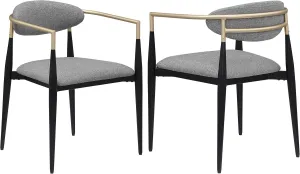 Coaster Home Furnishings - Alexis - Set of 2 Fabric Arm Chairs - Oval Backrest, Padded Seat, Hand-Painted Gold Arms - Contemporary - Dining Room and Kitchen - Grey and Black - 182682