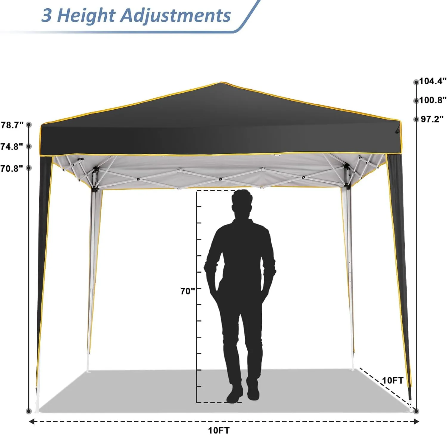 COBIZI 10x10 Pop Up Canopy Party Tents for Parties Waterproof Outdoor Event Shelter with 4 Sidewalls and 4 Sandbags UV Protection 50  Camping Commercial Wedding Portable Tent for Backyard, Black