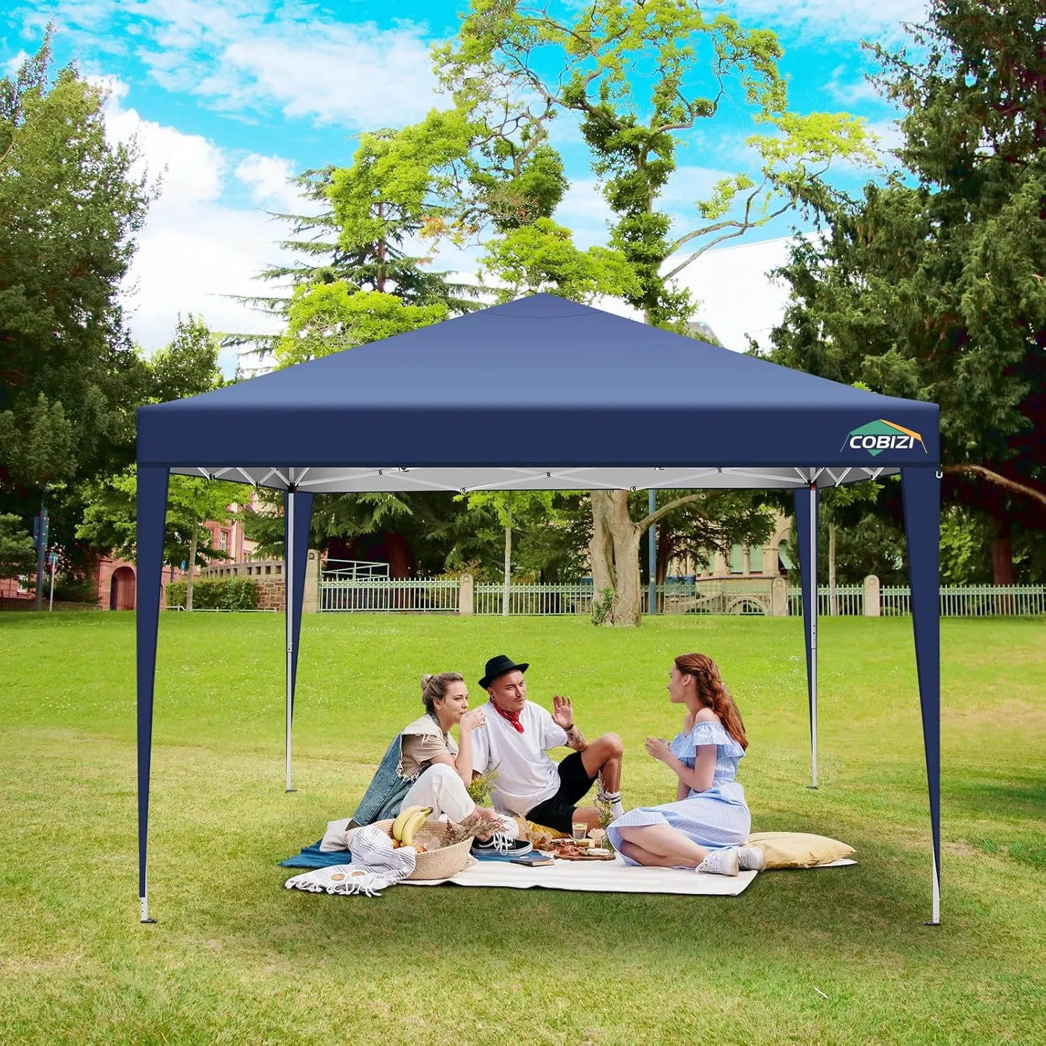 COBIZI 10x10 Pop Up Canopy Tent with 3 Sidewalls, Easy Up Canopy 10x10 Waterproof Commercial Outdoor Gazebo Portable Shelter Instant Tents for Parties,Backyard,Flea Market(Carrying Bag×1