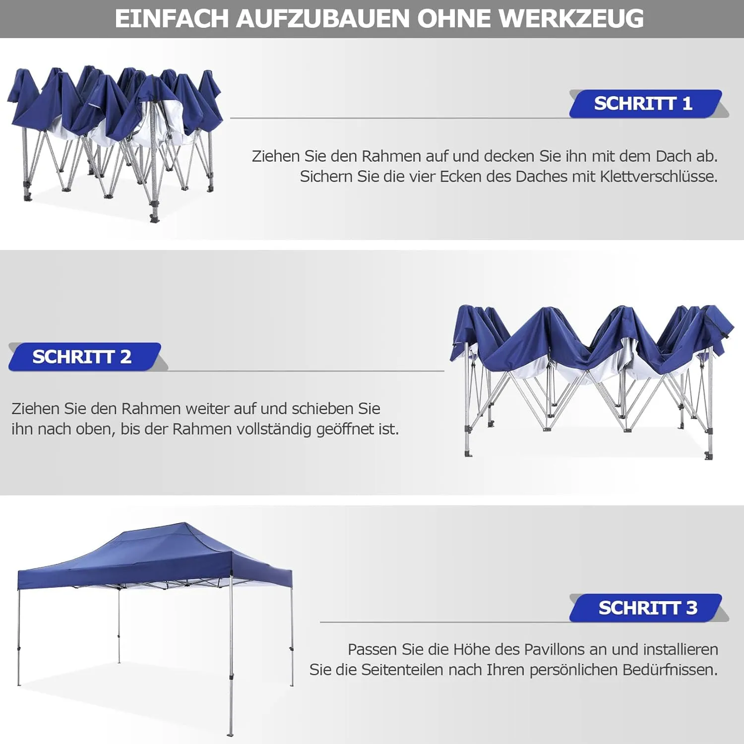 COBIZI 10x15 Pop up Canopy Tent 10x15 Canopy with 4 Sidewalls Waterproof Heavy Duty Commercial Canopy Tent for Parties Outdoor Tent Garden Gazebo Tent, Carry Bag(10x15ft, Dark Blue)
