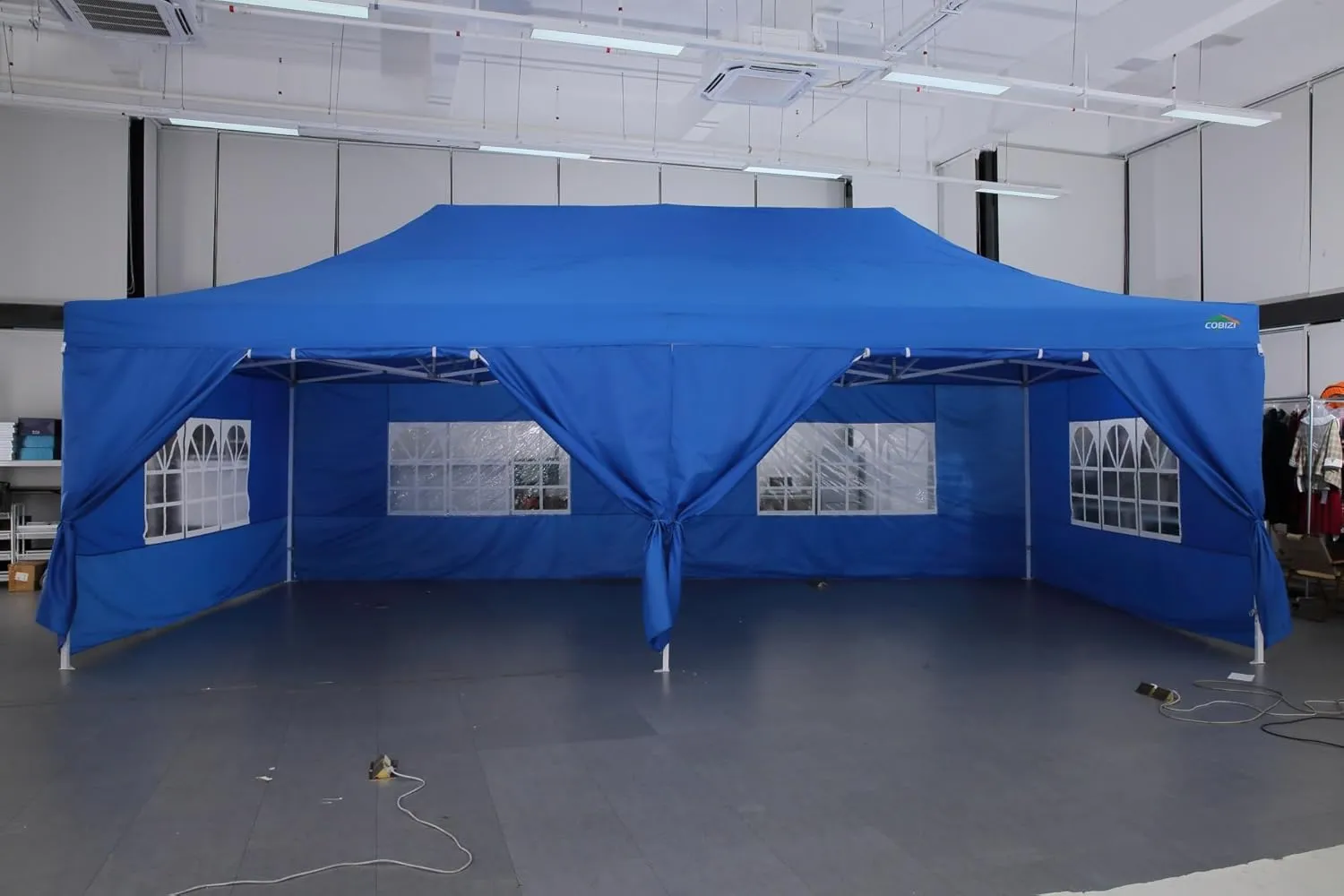 COBIZI 13x26 Pop Up Canopy with 6 Sidewall,Heavy Duty Canopy UPF 50  All Season Wind Waterproof Commercial Outdoor Wedding Party Tents for Parties Canopy Gazebo with Roller Bag(13 x 26 ft Blue)