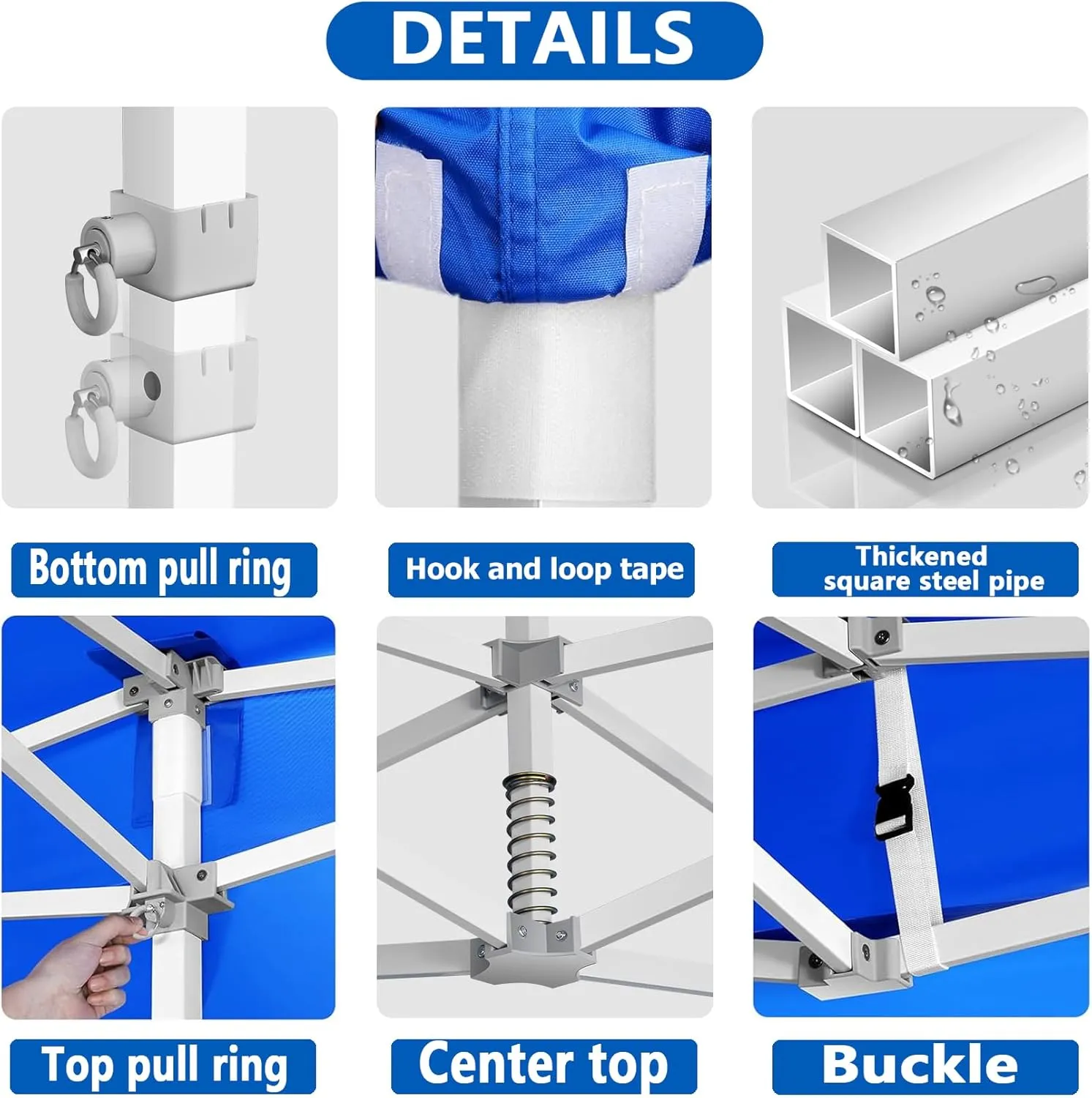 COBIZI 13x26 Pop Up Canopy with 6 Sidewall,Heavy Duty Canopy UPF 50  All Season Wind Waterproof Commercial Outdoor Wedding Party Tents for Parties Canopy Gazebo with Roller Bag(13 x 26 ft Blue)