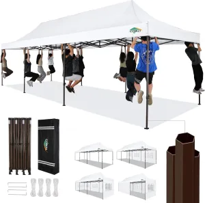 COBIZI Heavy Duty 10x30 Party Tent, Commercial 10x30 pop up Canopy for Parties Waterproof Gazebos with 8 Sidewalls, All Season Wind & Waterproof UPF50 ,Stable Thickened Frame