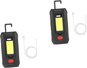 COHEALI USB Rechargeable LED with Magnetic Clip and Hook Cob with Battery Indicator for Camping Emergency and Workshop Use Multi Function Light Options