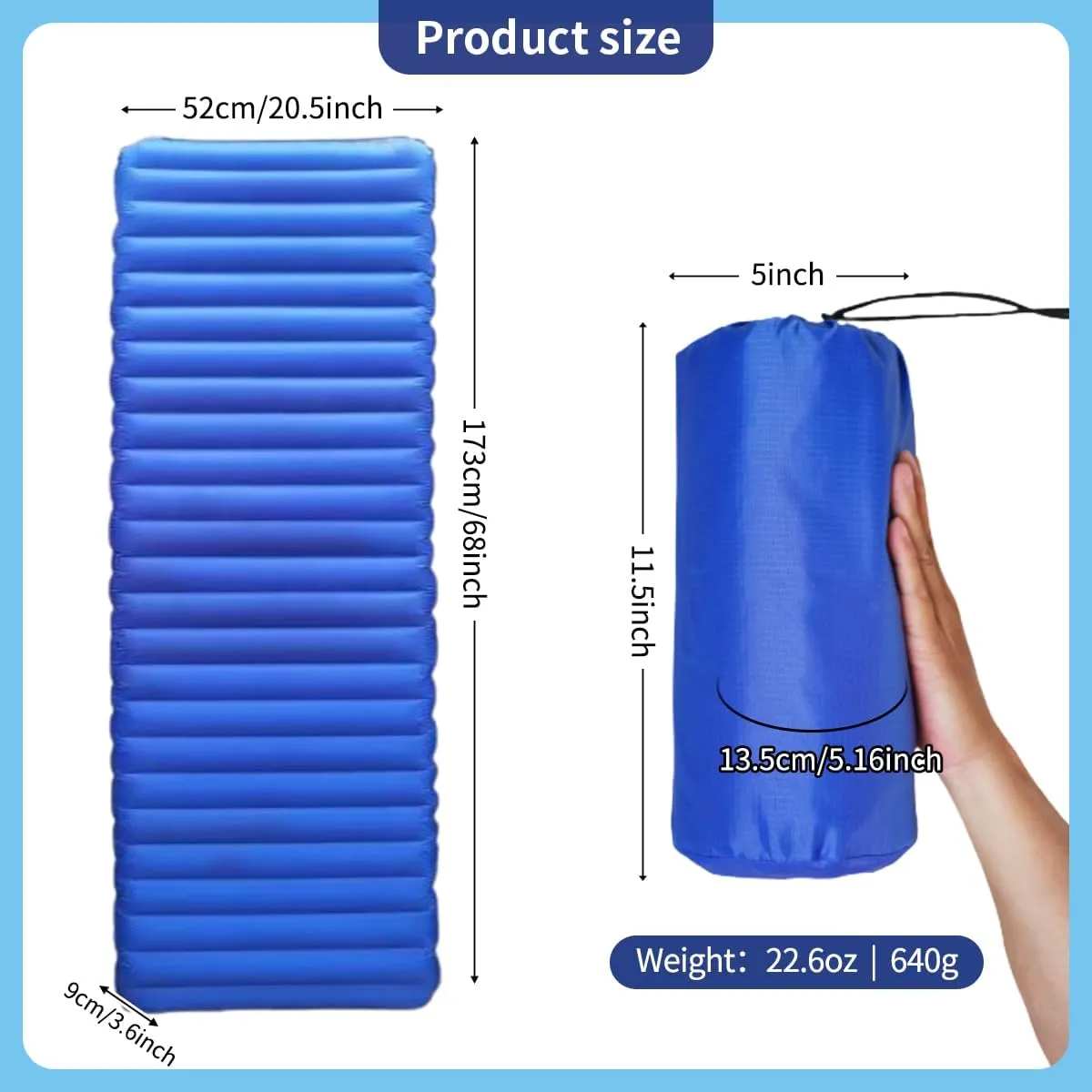 Cold Weather Sleeping Pad, Insulated Sleeping Pad R Value 6.9, Backpacking Sleeping Pad for Camping Cold Weather