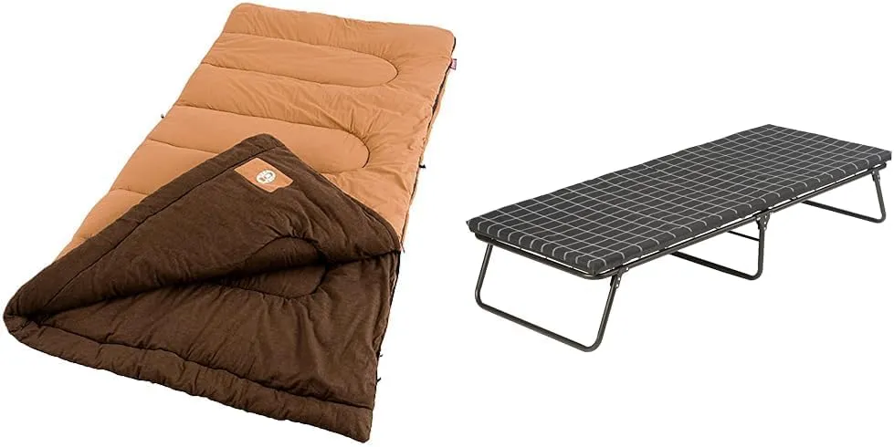 Coleman Dunnock Cold Weather Sleeping Bag, 20°F Camping Sleeping Bag for Adults & ComfortSmart Camping Cot with Sleeping Pad, Folding Steel Cot with Thick Mattress Pad