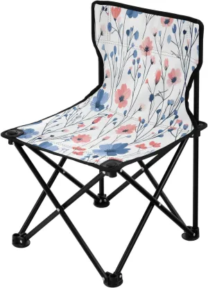 Colorful Butterfly Wildflower Portable Outdoor Folding Chair Anti-Slip Padded Oxford Cloth Stool Camping Chair Small for Beach Hiking Fishing Gardening Quad Camp Chair