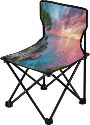 Colorful Clouds Portable Outdoor Folding Chair Anti-Slip Padded Oxford Cloth Stool Camping Chair Small for Beach Hiking Fishing Gardening Quad Camp Chair