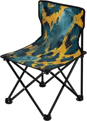 Colorful Leopard Portable Outdoor Folding Chair Anti-Slip Padded Oxford Cloth Stool Camping Chair Small for Beach Hiking Fishing Gardening Quad Camp Chair