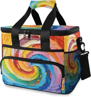 Colorful Swirls Cooler Bag Insulated Cooler Soft Sided Cooler 24 Can Portable Picnic Bag Large Leakproof Lunch Bag Box for Beach Grocery Camping Travel Car Men Women