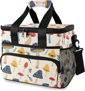 Colourful Mushrooms Cooler Bag Insulated Cooler Soft Sided Cooler 24 Can Portable Picnic Bag Large Leakproof Lunch Bag Box for Beach Grocery Camping Travel Car Men Women