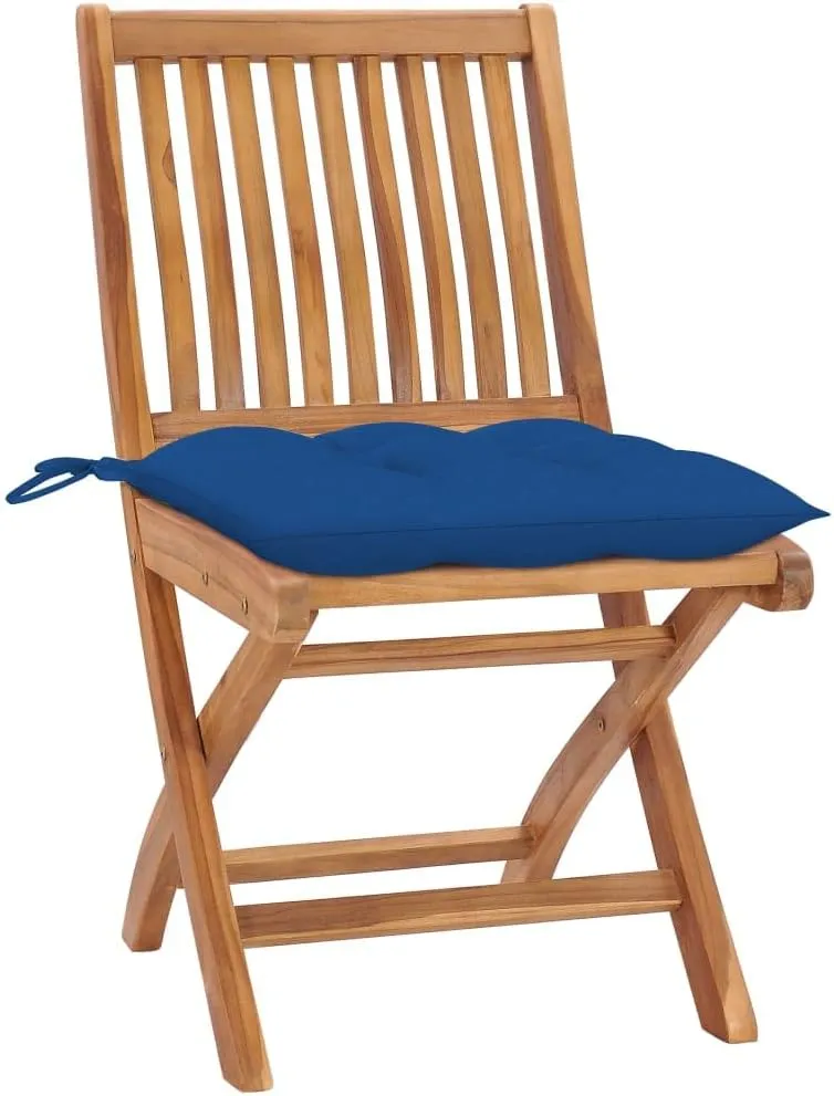 Comfortable Chair Camping Chairs Patio Chairs Kitchen Chairs - Folding Patio Chairs with Cushions 4 pcs Solid Teak Wood for Outside Terrace Beaches Campsites