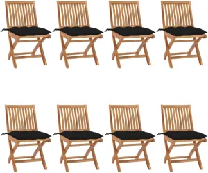 Comfortable Chair Camping Chairs Patio Chairs Kitchen Chairs - Folding Patio Chairs with Cushions 8 pcs Solid Teak Wood for Outside Terrace Beaches Campsites