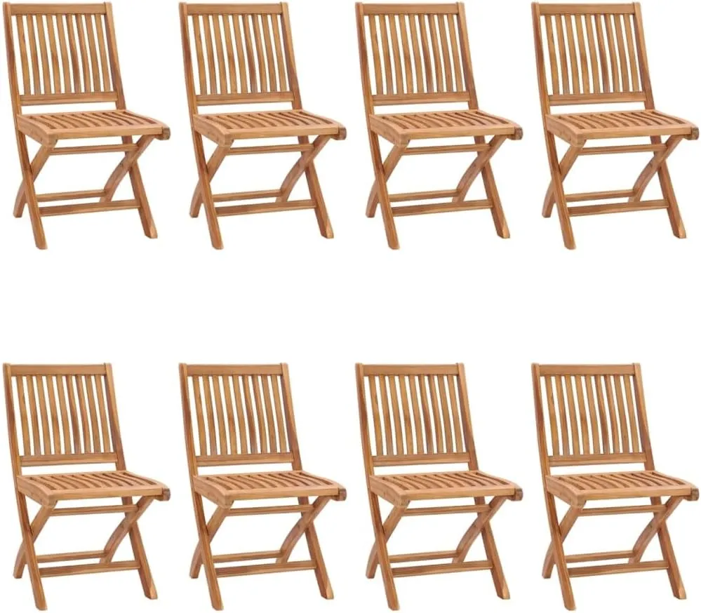 Comfortable Chair Camping Chairs Patio Chairs Kitchen Chairs - Folding Patio Chairs with Cushions 8 pcs Solid Teak Wood for Outside Terrace Beaches Campsites