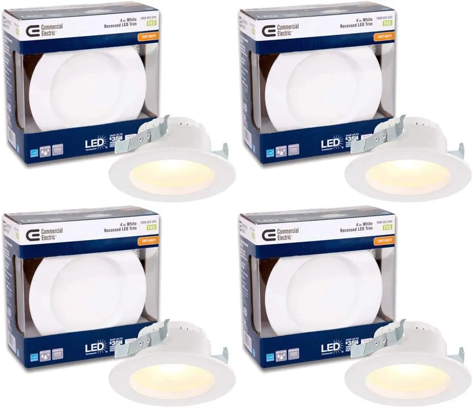 Commercial Electric 4 in. White Integrated LED Recessed Trim, 2700K