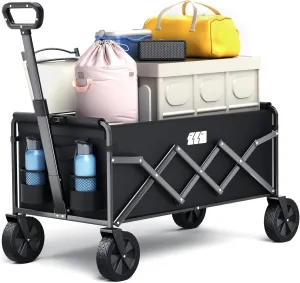 Compact Folding Wagon with 3-4 Season Sleeping Bags for Adults Camping Essentials Bundle for Hiking,Travel