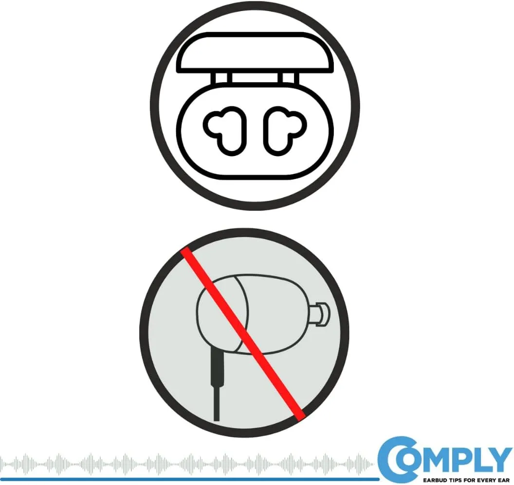 Comply Memory Foam Replacement Earbud Tips Designed for Samsung Galaxy Buds2 Pro | Ultimate Comfort, Secure Fit, Superior Noise Isolation | Anti Slip, Prevent From Falling Out, Black (S/M/L) (3 Pairs)