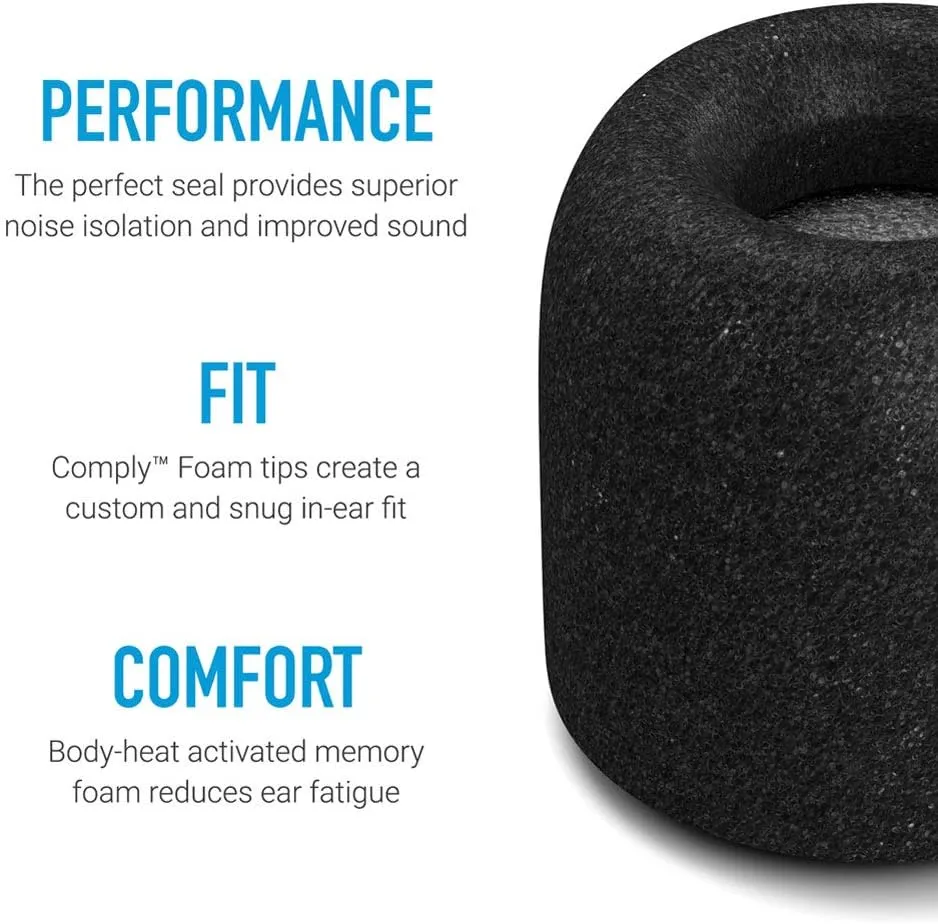 Comply Memory Foam Replacement Earbud Tips for Beats Fit Pro & Beats Studio Buds | Ultimate Comfort, Secure Fit, Superior Noise Isolation | Black (S/M/L) (3 Pairs)