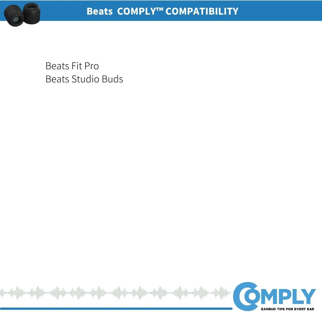 Comply Memory Foam Replacement Earbud Tips for Beats Fit Pro & Beats Studio Buds | Ultimate Comfort, Secure Fit, Superior Noise Isolation | Black (S/M/L) (3 Pairs)