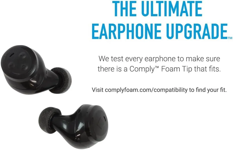 Comply TW-200-C | Memory Foam Replacement Earbud Tips for Anker Soundcore, Sennheiser, JBL, SoundPEATS & More | Ultimate Comfort, Secure Fit, Superior Noise Isolation | Black, Large (3 Pairs)