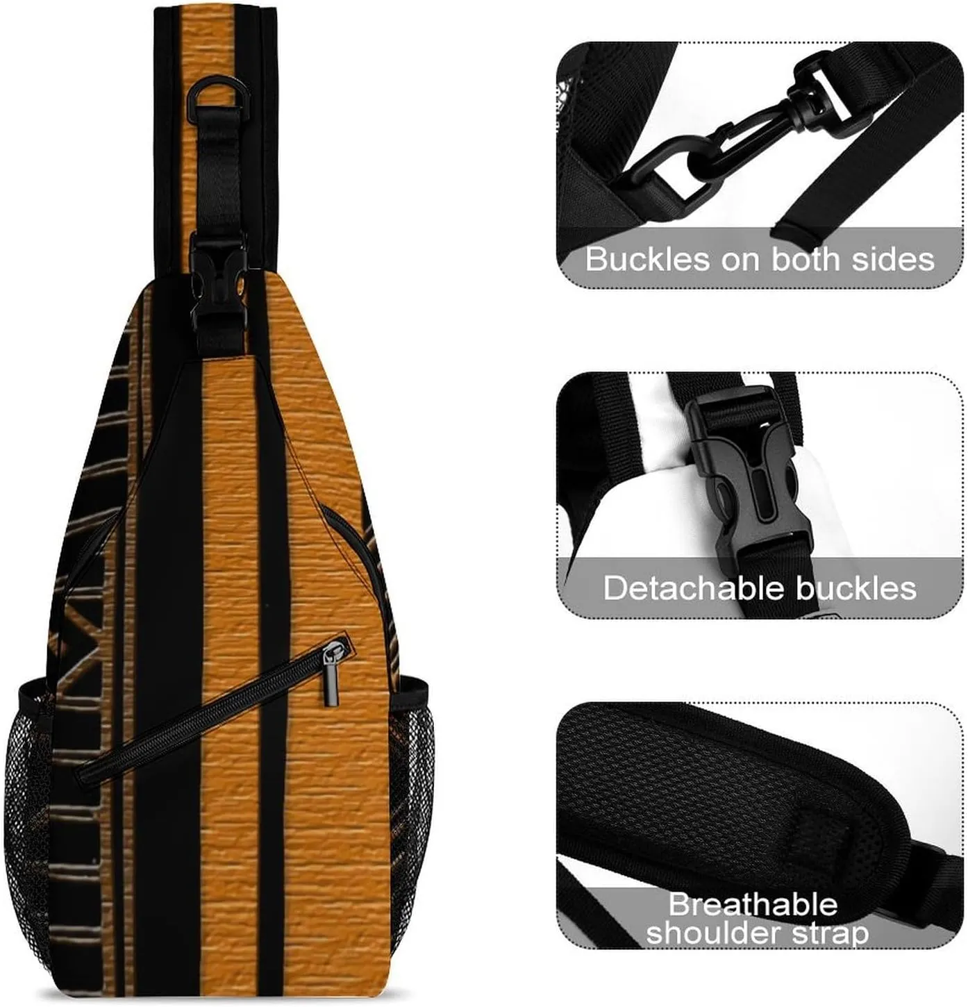 Contemporary Afrocentric Pattern A Spacious And Large Capacity Portable Adjustable Chest Bag