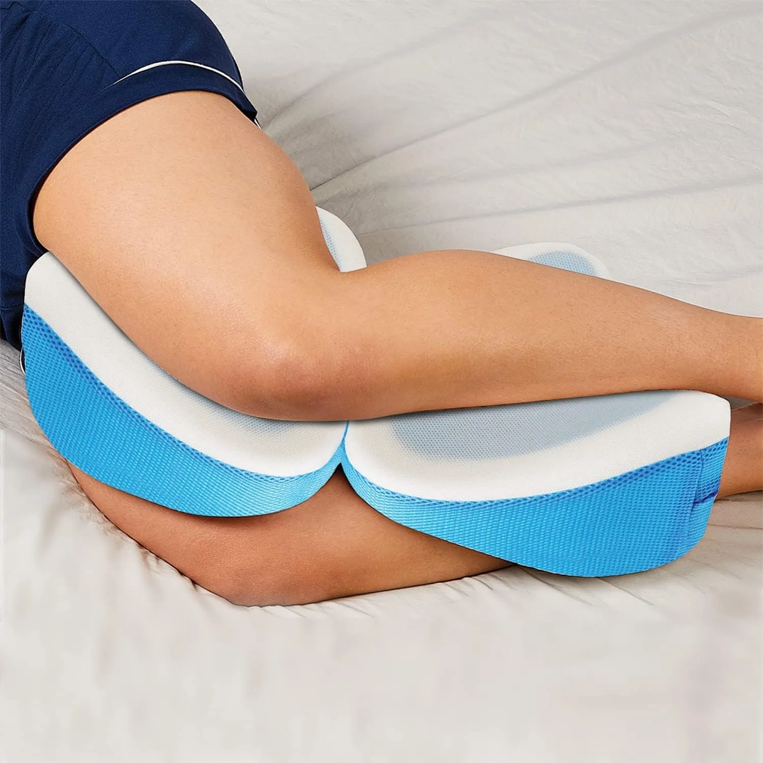 Contour Legacy Cool Leg & Knee Foam Support Pillow for Side Sleepers Soothing Relief for Back, HIPS, Knees, Joints, Nerves & Muscles