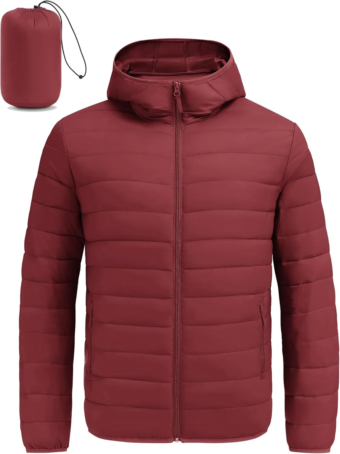COOFANDY Mens Packable Puffer Jacket Lightweight Hooded Insulated Winter Coat Windproof Zipper Down Jacket