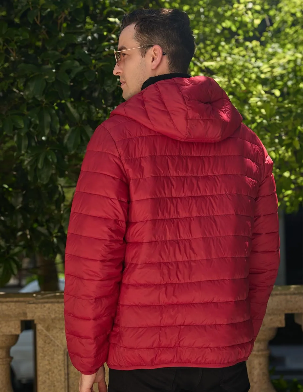 COOFANDY Mens Packable Puffer Jacket Lightweight Hooded Insulated Winter Coat Windproof Zipper Down Jacket
