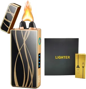 Cool Electric Lighters Plasma Lighters Big Flame Lighter USB Rechargeable Lighter Arc Lighter Butane Free with LED Battery Indicator(Streamline)