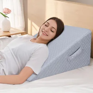 COOLBEBE Bed Wedge Pillow for Sleeping, 12" Elevated Wedge Pillow for Sleep Apnea with Washable Cover, 12Inch Foam Wedge Triangle Pad for Acid Reflux, Gerd, Snoring and After Surgery(Grey)