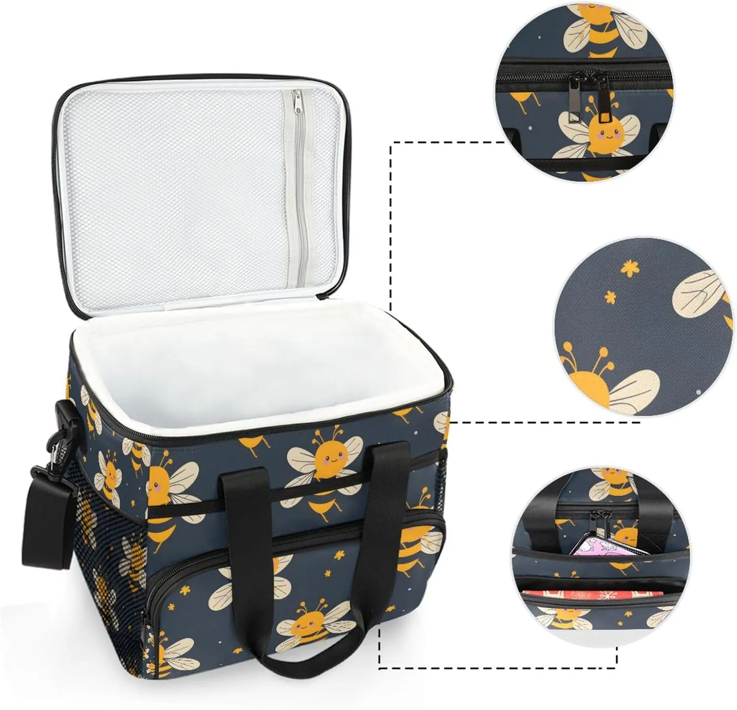 Cooler Bag Insulated Picnic Bag Large Lunch Box Reusable Tote Bag Soft Sided Portable Beach Cooler Grocery Camping