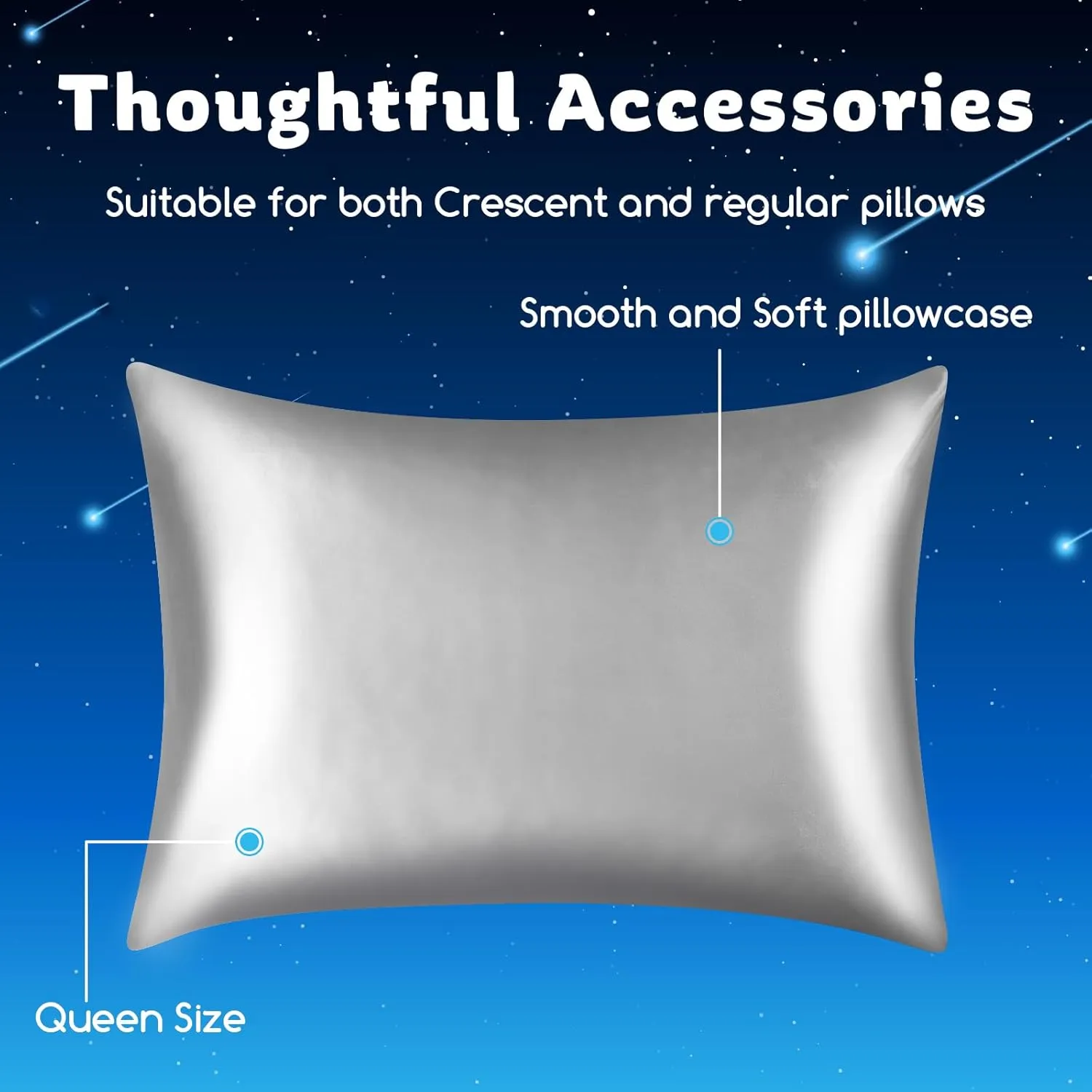 Cooling Side Sleeper Pillow for Neck and Shoulder Pain, Luxury Shredded Memory Foam Curved Bed Pillows for Sleeping Set of 1- Adjustable Queen Size- Washable Cover Crescent White& Grey Pillowcase