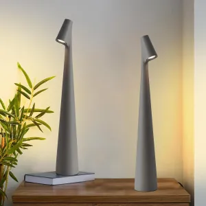 Cordless Small Table Lamps Set of 2,3 Levels Brightness Portable Desk Lamp,Rechargeable Battery Lights for Outdoor, Restaurant, Bedside, Baby Night Light,Gifts(Grey)