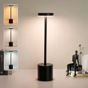 Cordless Table Lamp,Rechargeable 5200mAH Battery Operated Touch Desk Lamp,3 Color Stepless Dimming Up Bedside Lamps,Modern Portable LED Small Desk Light for Bedroom/Restaurant Lighting Black