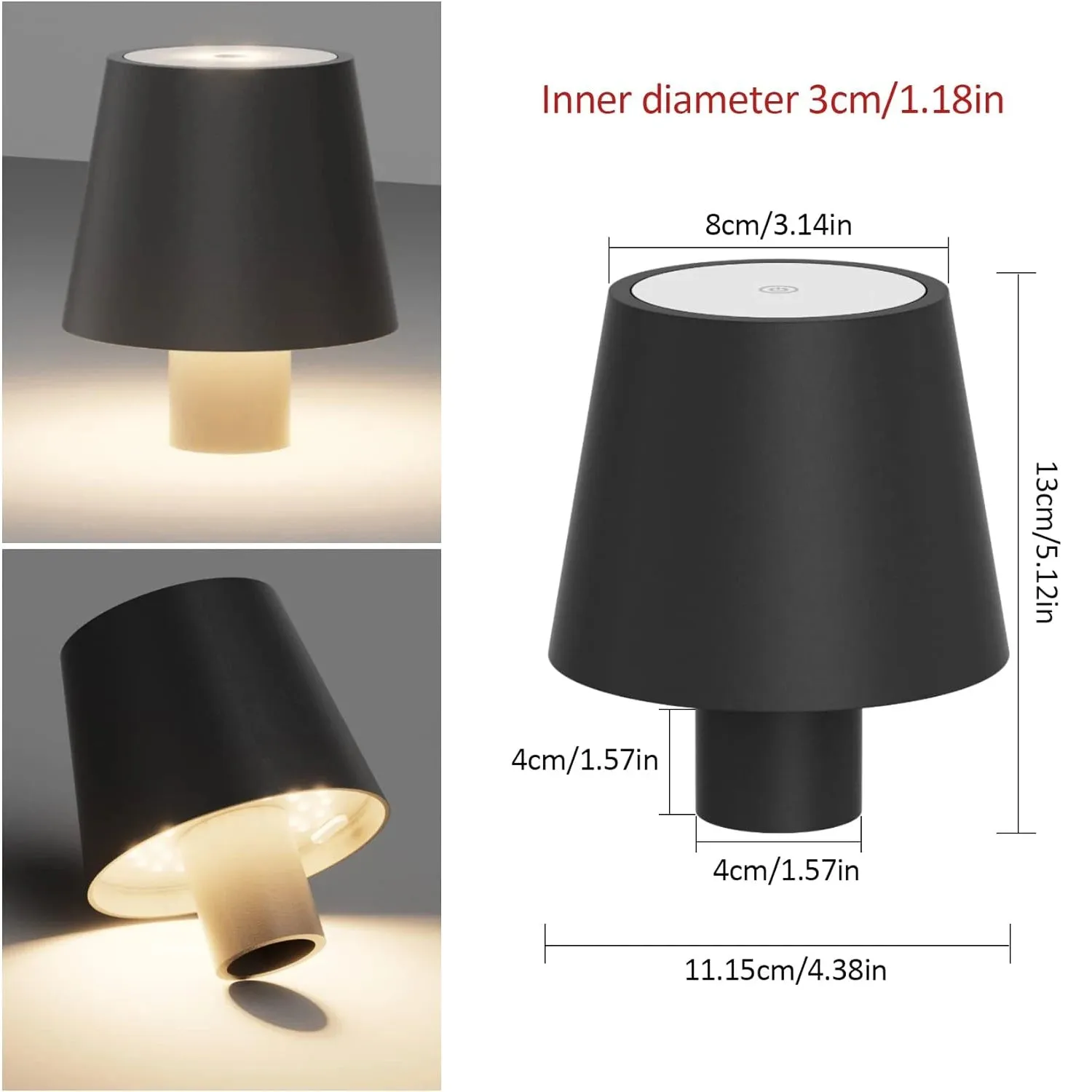 Cordless USB Rechargeable LED Table Lamp – Touch Control Light for Bedside & Ambient Decor